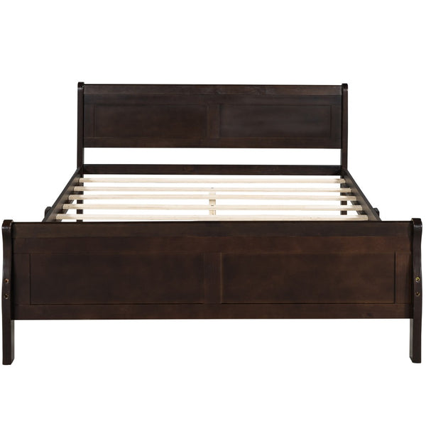 HomeRoots Espresso Wood Full Bed Frame - Modern Minimalist Design with Durable Support & Elegant Finish 596418
