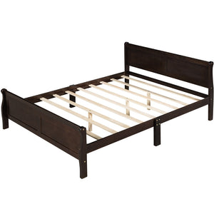 HomeRoots Espresso Wood Full Bed Frame - Modern Minimalist Design with Durable Support & Elegant Finish 596418