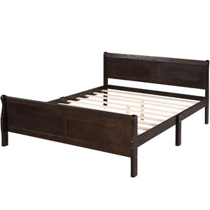 HomeRoots Espresso Wood Full Bed Frame - Modern Minimalist Design with Durable Support & Elegant Finish 596418