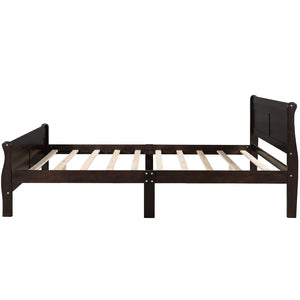 HomeRoots Espresso Wood Full Bed Frame - Modern Minimalist Design with Durable Support & Elegant Finish 596418