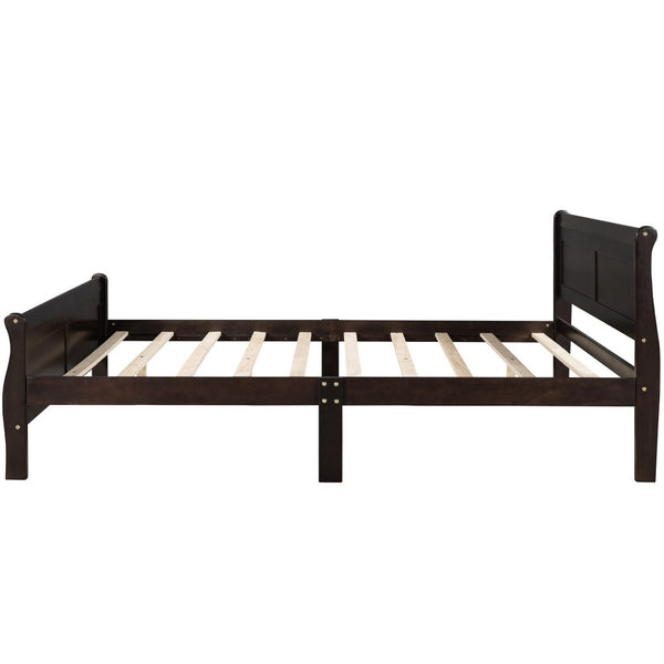 HomeRoots Espresso Wood Full Bed Frame - Modern Minimalist Design with Durable Support & Elegant Finish 596418