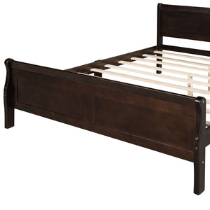 HomeRoots Espresso Wood Full Bed Frame - Modern Minimalist Design with Durable Support & Elegant Finish 596418