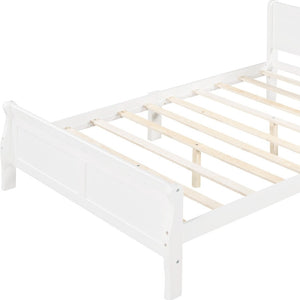 HomeRoots White Wood Queen Bed Frame - Elegant Modern Design, Durable Construction for Timeless Bedroom Style 596419