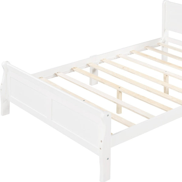 HomeRoots White Wood Queen Bed Frame - Elegant Modern Design, Durable Construction for Timeless Bedroom Style 596419