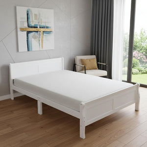 HomeRoots White Wood Queen Bed Frame - Elegant Modern Design, Durable Construction for Timeless Bedroom Style 596419