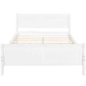 HomeRoots White Wood Queen Bed Frame - Elegant Modern Design, Durable Construction for Timeless Bedroom Style 596419
