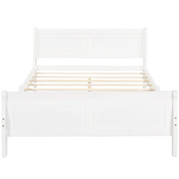 HomeRoots White Wood Queen Bed Frame - Elegant Modern Design, Durable Construction for Timeless Bedroom Style 596419