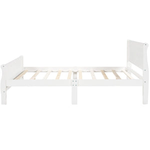 HomeRoots White Wood Queen Bed Frame - Elegant Modern Design, Durable Construction for Timeless Bedroom Style 596419