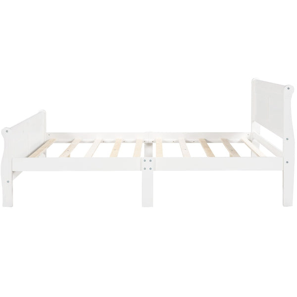 HomeRoots White Wood Queen Bed Frame - Elegant Modern Design, Durable Construction for Timeless Bedroom Style 596419