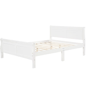 HomeRoots White Wood Queen Bed Frame - Elegant Modern Design, Durable Construction for Timeless Bedroom Style 596419