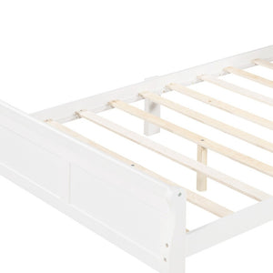 HomeRoots White Wood Queen Bed Frame - Elegant Modern Design, Durable Construction for Timeless Bedroom Style 596419