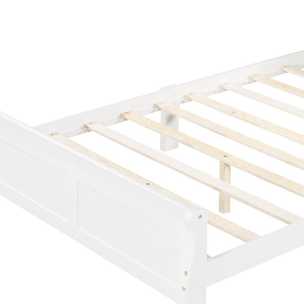 HomeRoots White Wood Queen Bed Frame - Elegant Modern Design, Durable Construction for Timeless Bedroom Style 596419