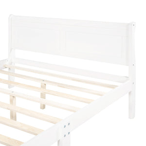 HomeRoots White Wood Queen Bed Frame - Elegant Modern Design, Durable Construction for Timeless Bedroom Style 596419