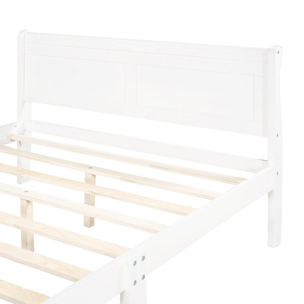 HomeRoots White Wood Queen Bed Frame - Elegant Modern Design, Durable Construction for Timeless Bedroom Style 596419