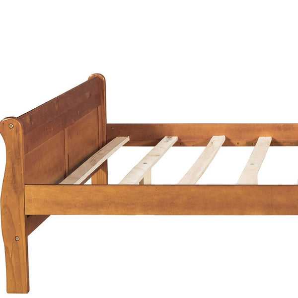 HomeRoots Oak Wood Queen Bed Frame - Timeless, Sturdy Design with Platform Support for Stylish Sleep Solutions 596420