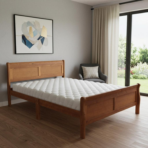 HomeRoots Oak Wood Queen Bed Frame - Timeless, Sturdy Design with Platform Support for Stylish Sleep Solutions 596420