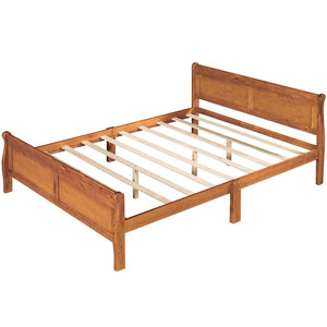 HomeRoots Oak Wood Queen Bed Frame - Timeless, Sturdy Design with Platform Support for Stylish Sleep Solutions 596420