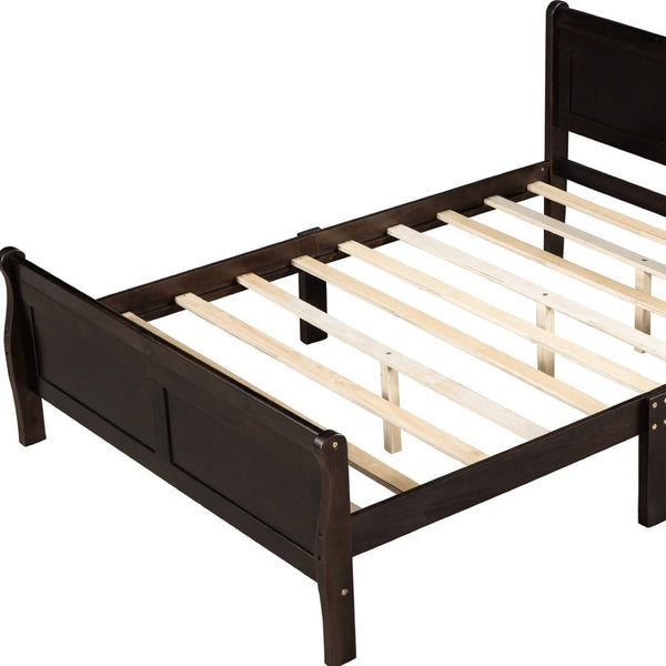 HomeRoots Espresso Wood Queen Bed Frame - Modern Platform Design with Sturdy Slats for Lasting Comfort & Style 596421