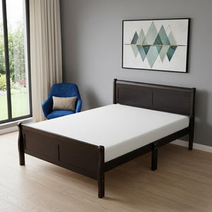 HomeRoots Espresso Wood Queen Bed Frame - Modern Platform Design with Sturdy Slats for Lasting Comfort & Style 596421