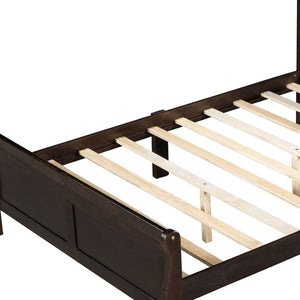 HomeRoots Espresso Wood Queen Bed Frame - Modern Platform Design with Sturdy Slats for Lasting Comfort & Style 596421
