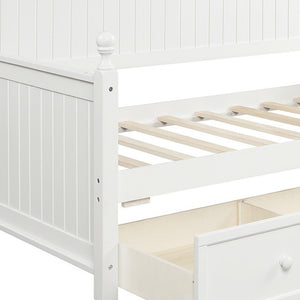 HomeRoots White Wood Twin Day Bed with Under-Bed Storage Drawer - Stylish, Versatile Design for Any Space 596423