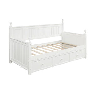 HomeRoots White Wood Twin Day Bed with Under-Bed Storage Drawer - Stylish, Versatile Design for Any Space 596423