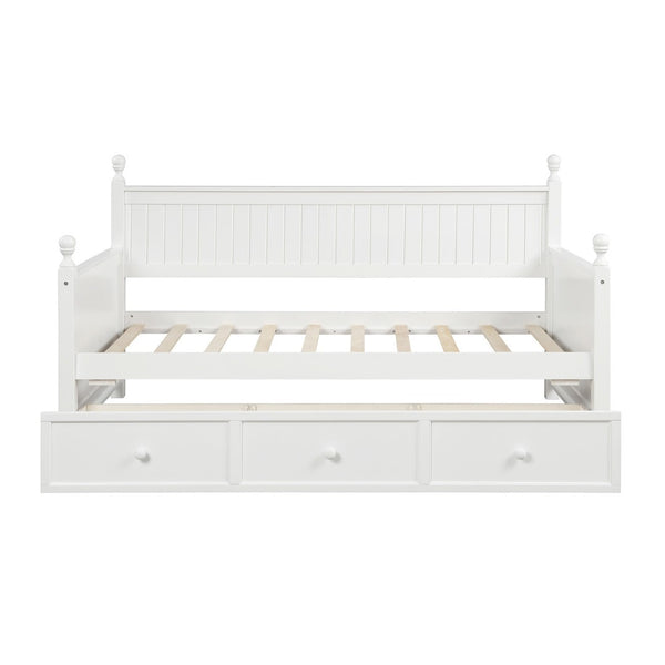 HomeRoots White Wood Twin Day Bed with Under-Bed Storage Drawer - Stylish, Versatile Design for Any Space 596423