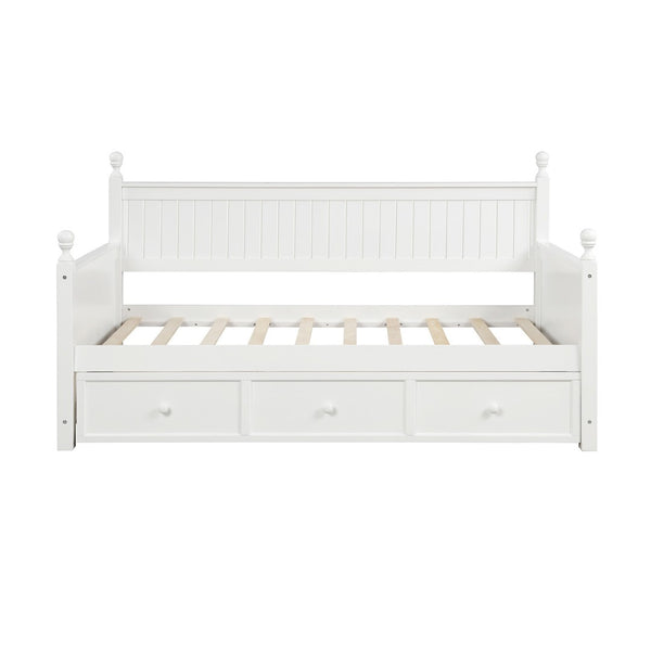 HomeRoots White Wood Twin Day Bed with Under-Bed Storage Drawer - Stylish, Versatile Design for Any Space 596423