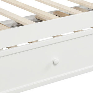 HomeRoots White Wood Twin Day Bed with Trundle & Storage Drawer – Stylish, Versatile Solution for Any Room 596424