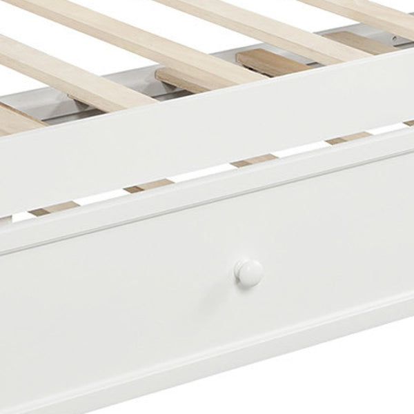 HomeRoots White Wood Twin Day Bed with Trundle & Storage Drawer – Stylish, Versatile Solution for Any Room 596424