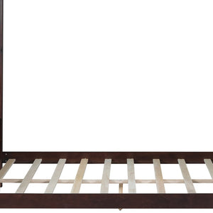 HomeRoots Espresso Inlaid Panels Queen Canopy Bed – Modern Four-Poster Frame with Storage & Elegant Design 596426