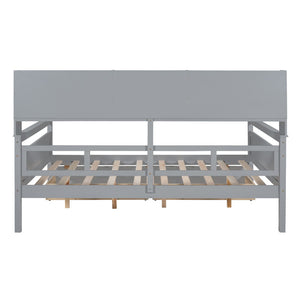 HomeRoots Gray Wood Full Day Bed with Storage Drawers - Versatile Sofa & Sleeper for Modern Spaces 596427