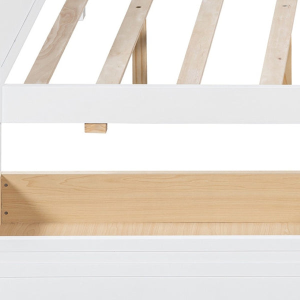 HomeRoots White Wood Full Day Bed with Storage Drawers - Stylish, Dual-Purpose Design for Any Room Decor 596428