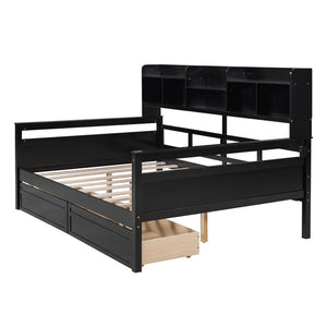 HomeRoots Espresso Wood Full Day Bed with Built-in Storage Drawers - Stylish, Versatile & Space-Saving Design 596429