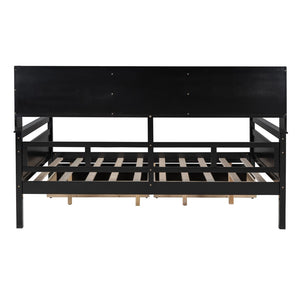 HomeRoots Espresso Wood Full Day Bed with Built-in Storage Drawers - Stylish, Versatile & Space-Saving Design 596429