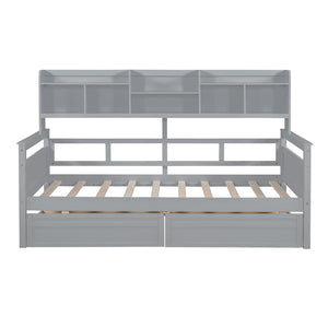 HomeRoots Gray Wood Twin Day Bed with Under-Bed Storage Drawers - Modern Versatile Design for Any Room 596430
