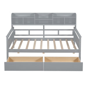 HomeRoots Gray Wood Twin Day Bed with Under-Bed Storage Drawers - Modern Versatile Design for Any Room 596430