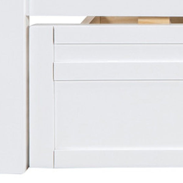 HomeRoots White Wood Twin Day Bed with Storage Drawers - Elegant Versatile Design for Guest Room or Home Office 596431