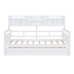 HomeRoots White Wood Twin Day Bed with Storage Drawers - Elegant Versatile Design for Guest Room or Home Office 596431