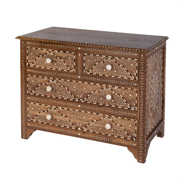 Butler Specialty Butler Rashmi 40" W Rectangular Accent Chest - Elegant Teak & Bone Inlay, 4 Drawers For Chic Décor Brown Teak Wood,Bone 5964338-butler