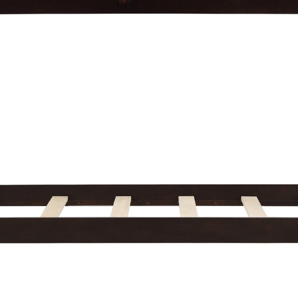HomeRoots Espresso Twin Over Twin Wood Bunk Bed - Stylish, Space-Saving Solution with Safety & Durability Features 596434
