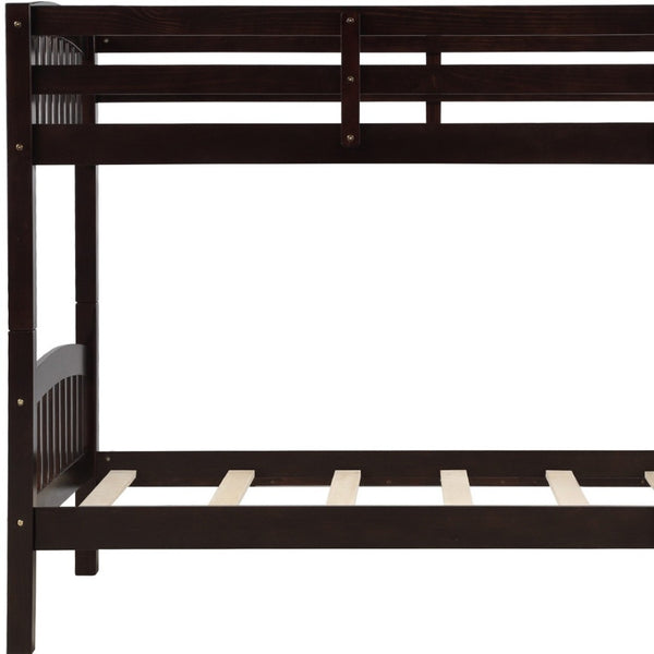HomeRoots Espresso Twin Over Twin Wood Bunk Bed - Stylish, Space-Saving Solution with Safety & Durability Features 596434