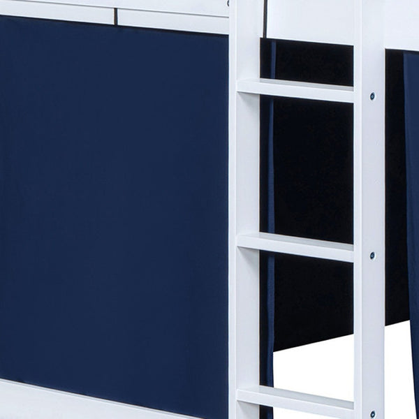 HomeRoots Blue Full Over Full Dollhouse Bunk Bed - Charming Wooden Design for Space-Saving Kids’ Rooms! 596440