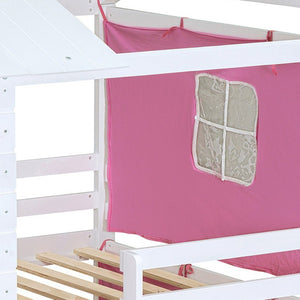 HomeRoots White Full Over Full Dollhouse-Style Wood Bunk Bed - Charming, Space-Saving Design for Kids' Rooms 596441