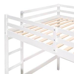 HomeRoots White Four Poster Loft Bed with Integrated Desk & Shelves - Stylish, Space-Saving Solution! 596446