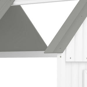 HomeRoots Gray Canopy Loft Bed with Shelves - Stylish Space-Saving Design for Kids, Teens & Guest Rooms 596450