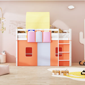 HomeRoots Blue Canopy Twin Loft Bed – Stylish Space-Saving Design for Kids with Under-Bed Play & Storage Area 596453