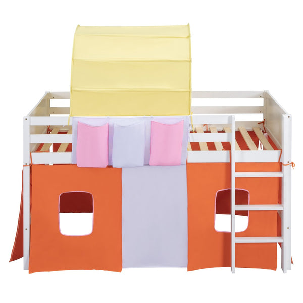 HomeRoots Blue Canopy Twin Loft Bed – Stylish Space-Saving Design for Kids with Under-Bed Play & Storage Area 596453
