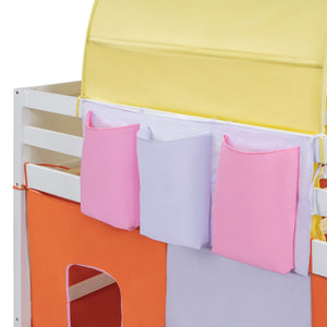 HomeRoots Blue Canopy Twin Loft Bed – Stylish Space-Saving Design for Kids with Under-Bed Play & Storage Area 596453