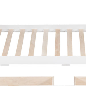 HomeRoots White Twin Over Twin Bunk Bed with Storage Drawers and Bookcase - Perfect Space-Saving Solution! 596457